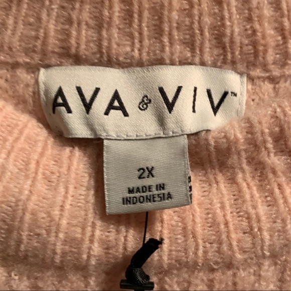 (2X)- NWT Ava & Viv Women's Striped Crewneck Sweater - Picture 6 of 9